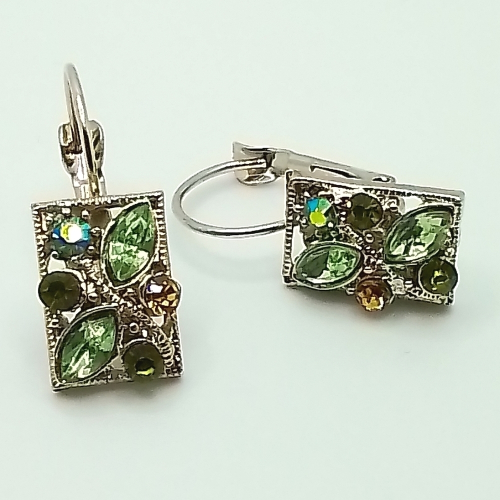 GREEN AND SILVER EARRINGS